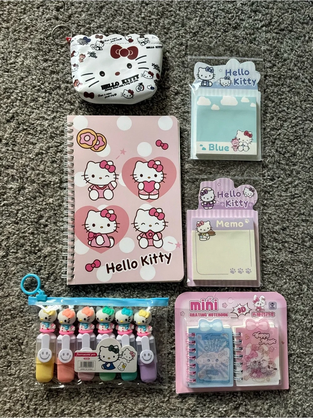 Sanrio Hello Kitty Journal Stationary Set & Accessory zipper pouch Bundle Lot